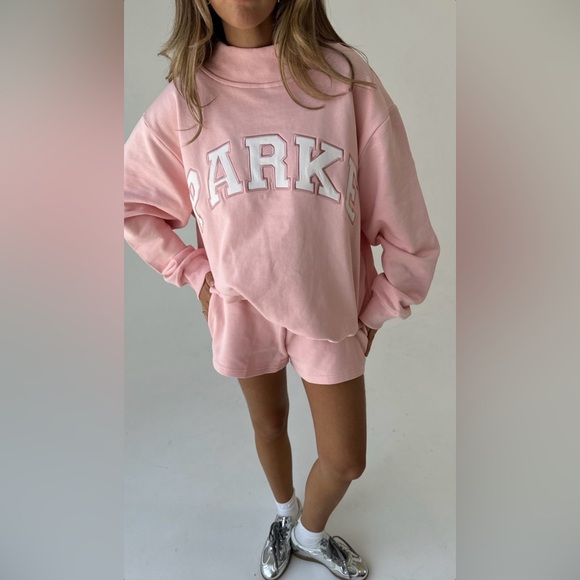 ⭐️MAJOR ISO⭐️ Parke Varsity Mockneck Sweatshirt & Sweatshorts in Cotton Candy - Picture 1 of 3
